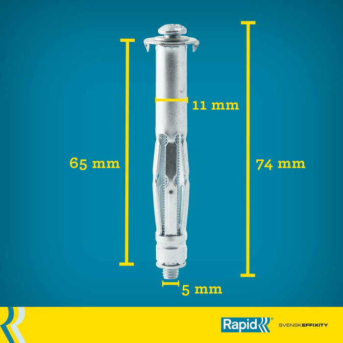 Rapid Chevilles à Expansion Métal pour Cloison Plâtre 18-32mm, Lot de 10