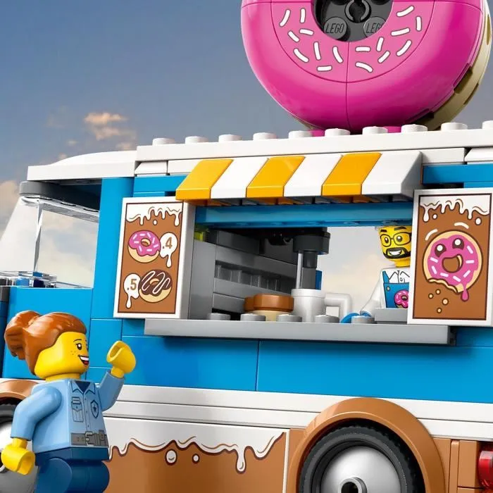 LEGO City 60452 - Food-truck à Donuts - Jouet de Construction pour Enfants à Partir de 5 Ans - Set avec Camion, Stand et Minifigurines