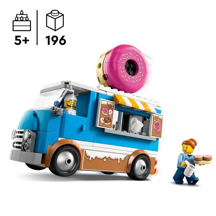 LEGO City 60452 - Food-truck à Donuts - Jouet de Construction pour Enfants à Partir de 5 Ans - Set avec Camion, Stand et Minifigurines