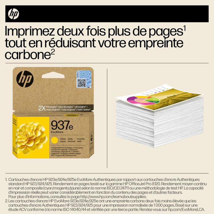 HP 937e Cartouche d’encre authentique Jaune EvoMore XL