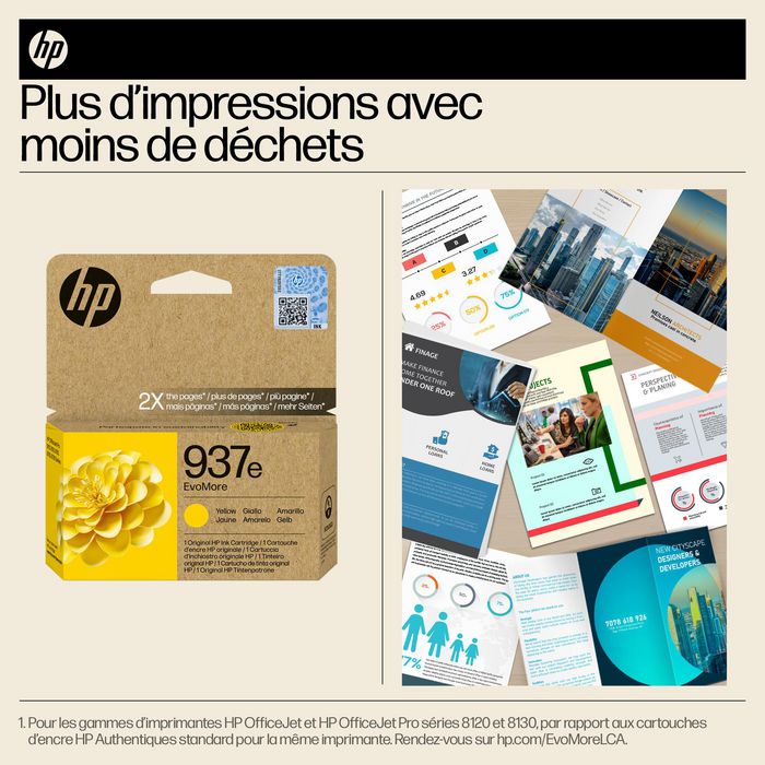 HP 937e Cartouche d’encre authentique Jaune EvoMore XL