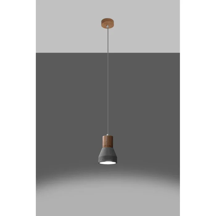 Luminaire suspendu QUBIC SOL-SL.0963 en bois et béton - Couleurs noir et bois/gris
