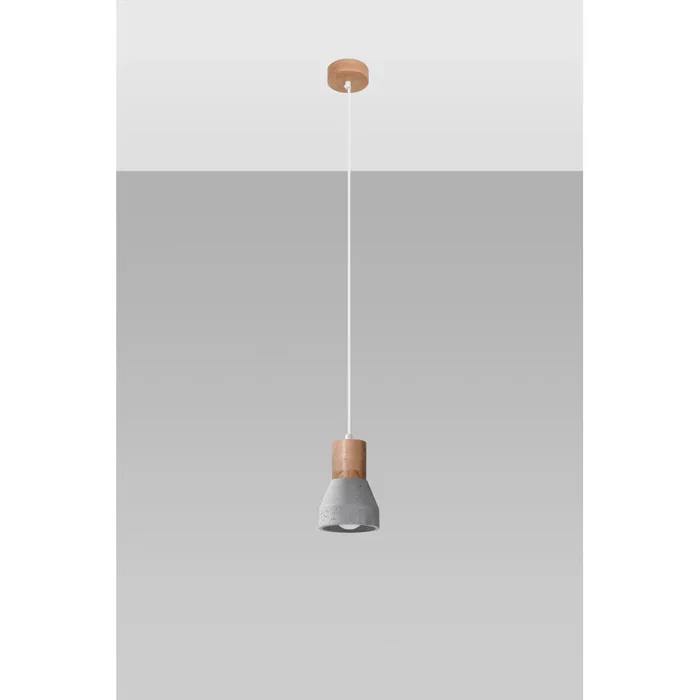 Luminaire suspendu QUBIC SOL-SL.0963 en bois et béton - Couleurs noir et bois/gris