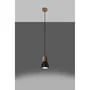 SOL Lampe Suspendue QUBIC SOL-SL.0963 Bois et Béton Noir/Gris Industriel Moderne