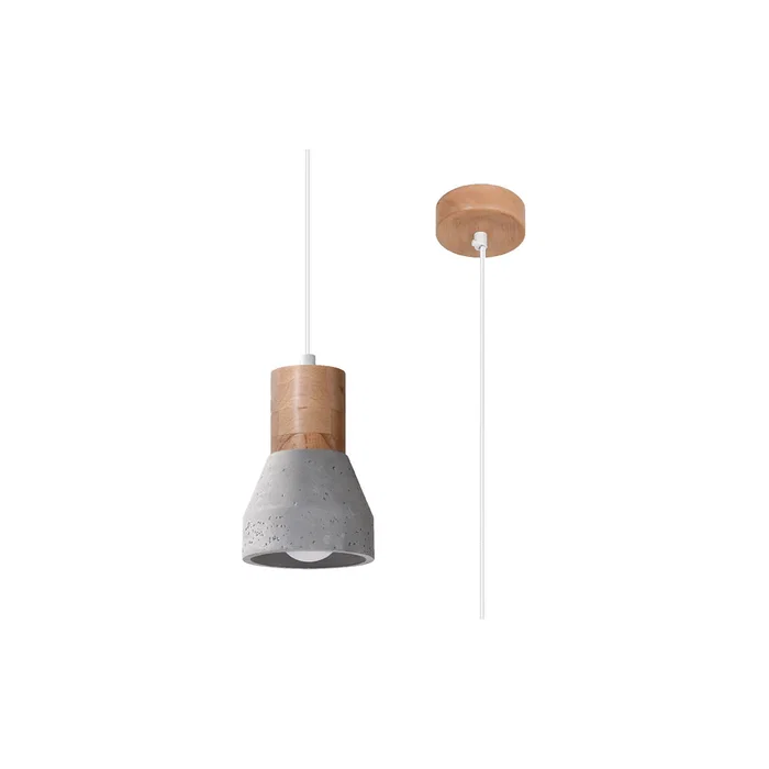 Luminaire suspendu QUBIC SOL-SL.0963 en bois et béton - Couleurs noir et bois/gris