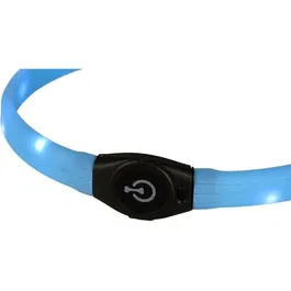 Kerbl Collier LED Maxi Safe pour Chiens à Poils Longs - Taille Ajustable 65 cm, Batterie USB Rechargeable, Clignotement ou Fixe, Bleu