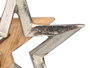 Giftdecor Support Décoratif Double Étoile Argenté - 15 x 15 x 6 cm, Aluminium et Bois (Set de 12)