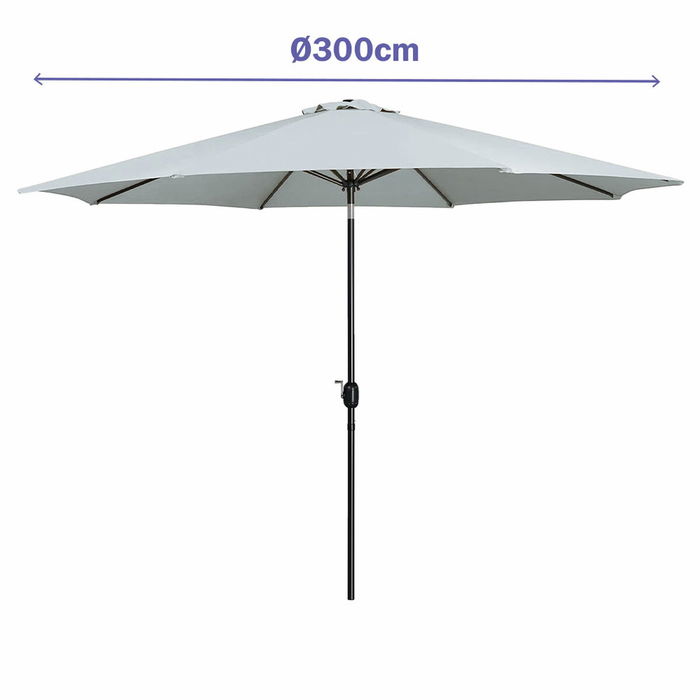 Marbueno Parasol Acero 8 Varillas D300 cm Poliester Blanco Jardin Piscina 10487