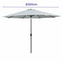 Marbueno Parasol Acero 8 Varillas D300 cm Poliester Blanco Jardin Piscina 10487