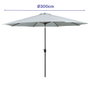 Marbueno 10487 Parapluie Acier 8 Baleines D300 cm Polyester Blanc Jardin Piscine Terrasse