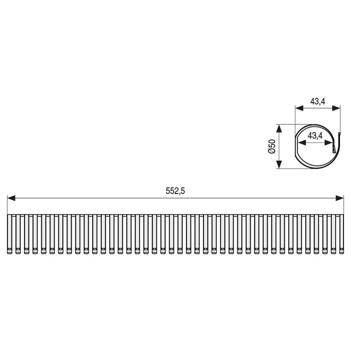 HERRAJES ALK TIRI Pasacable adhésif - Ø50 mm, longueur 550 mm - Blanc