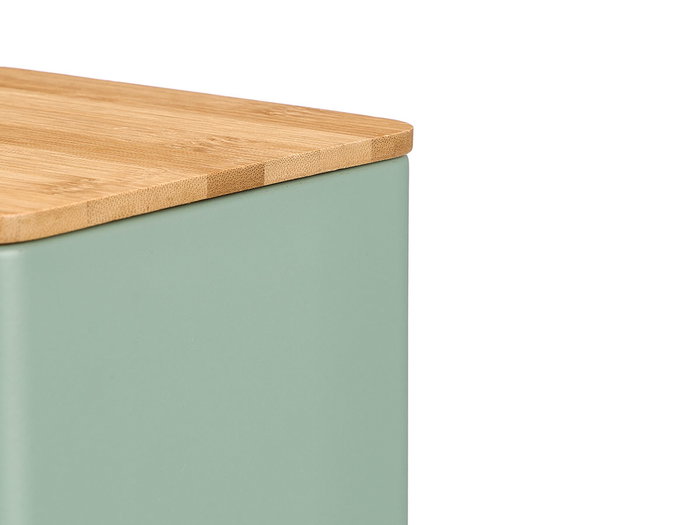 KINVARA Lot de 12 Bocaux Carrés Vert Menthe avec Couvercle en Bambou
