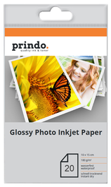 Prindo 10x15cm Papier photo brillant InkJet 180g Jet 180g/m² 20 feuilles