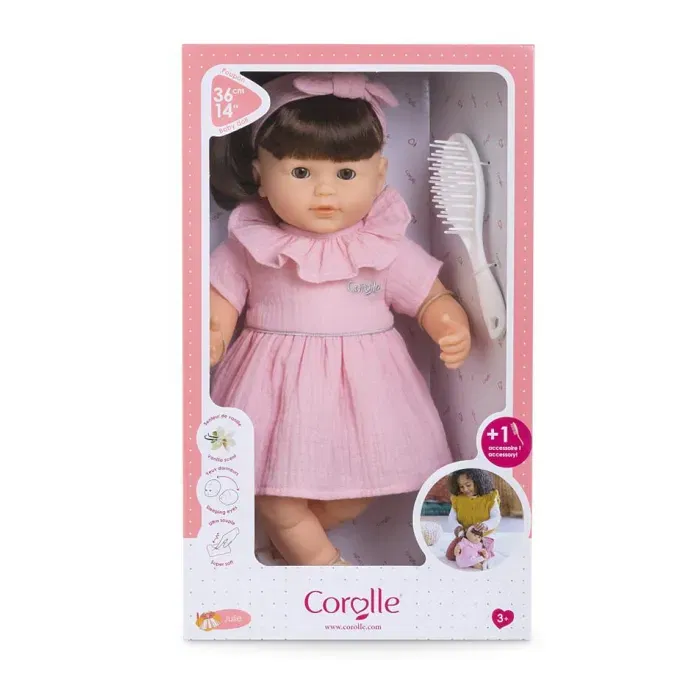 Corolle Poupon Julie 36 cm - Cheveux Faciles à Coiffer avec Brosse - Senteur Vanille - Yeux Dormeurs - Corps Souple - Pour Enfants dès 3 Ans Corolle Poupon Julie 36 cm - Cheveux Faciles à Coiffer avec Brosse - Senteur Vanille - Yeux Dormeurs - Corps Souple - Pour Enfants dès 3 Ans