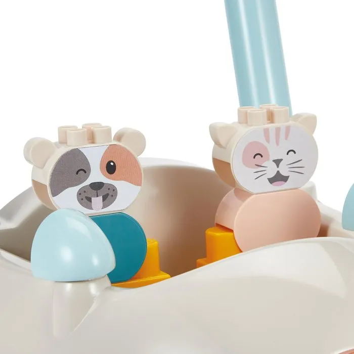 Ecoiffier - Chariot de marche éducatif 1er âge avec 16 accessoires pour l'éveil, pour enfants dès 12 mois - Jouet en bois Origine France Garantie