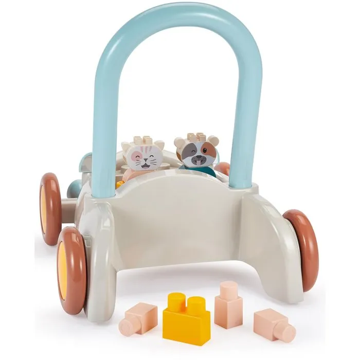 Ecoiffier - Chariot de marche éducatif 1er âge avec 16 accessoires pour l'éveil, pour enfants dès 12 mois - Jouet en bois Origine France Garantie