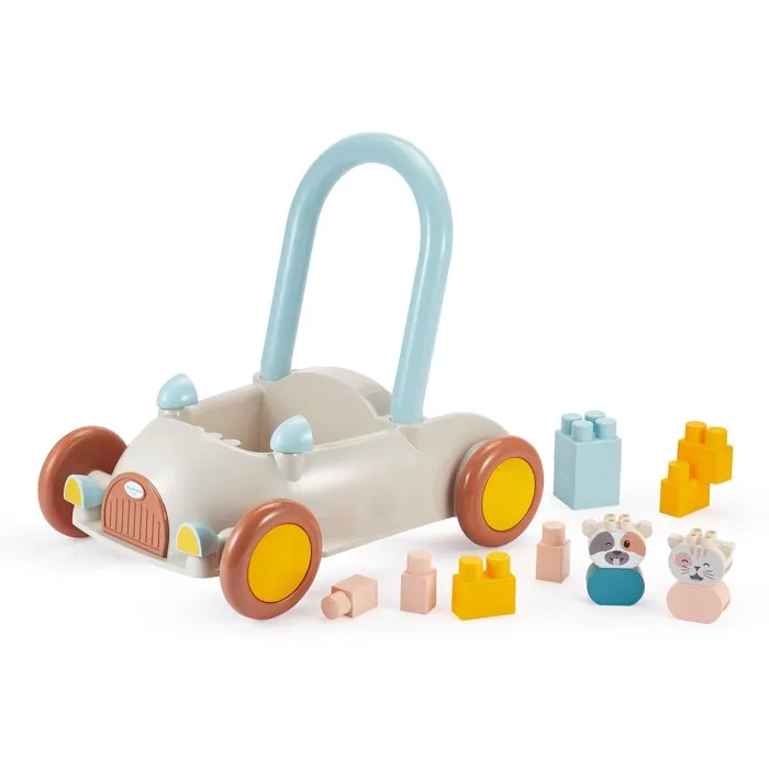 Ecoiffier - Chariot de marche éducatif 1er âge avec 16 accessoires pour l'éveil, pour enfants dès 12 mois - Jouet en bois Origine France Garantie