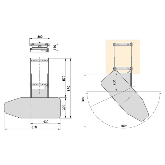 Emuca Planche à repasser pliable et pivotante pour meuble Iron 180