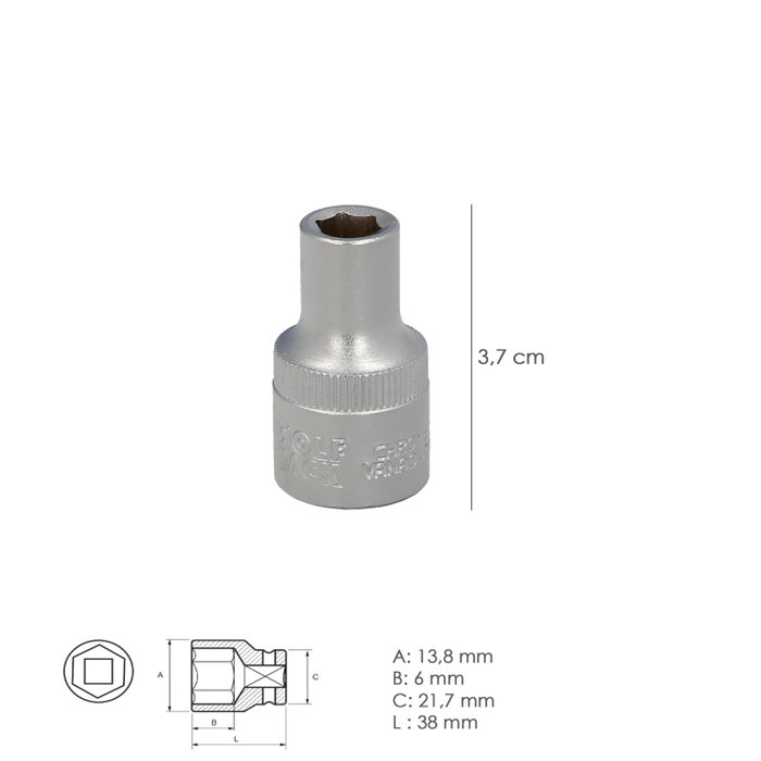 WOLFPACK LINEA PROFESIONAL Clé à douille 1/2'' hexagonale 8 mm
