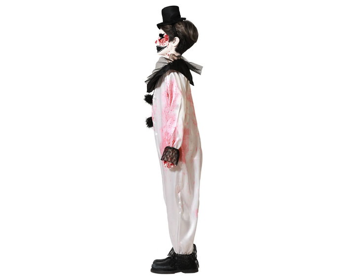 Déguisement Enfant Clown Sanglant Blanc avec Col pour Garçon 5-6 Ans - Costume Halloween Polyester
