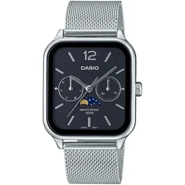 Casio MTP-M305M Montre Homme Analogique Quartz Noir - Acier, Bracelet Milanais, Phase Lunaire, Jour/Date, Étanchéité 5 Bar