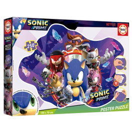 Educa Poster Puzzle 250 Pièces Sonic Prime 20026 - Puzzle 100 x 70 cm avec Colle FIX PUZZLE - Dès 8 ans