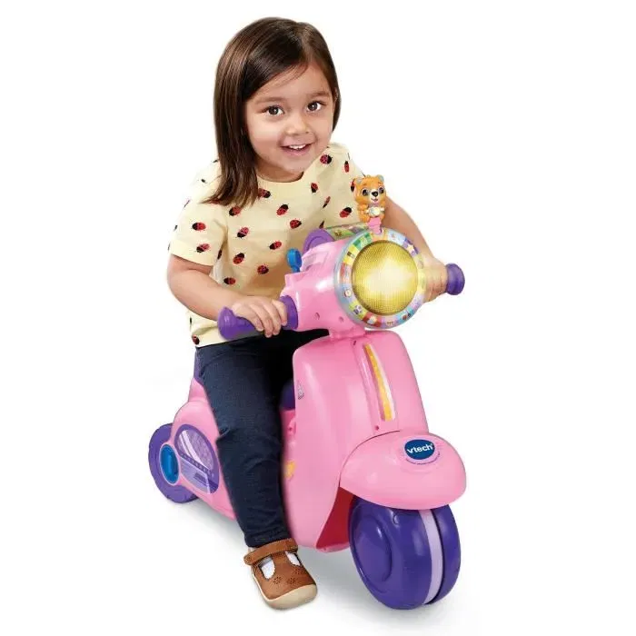 Vtech Porteur Scooter Interactif 3 en 1 Rose, Évolutif en Tricycle, avec GPS et Sons Éducatifs, Jouet d'Éveil pour Enfant