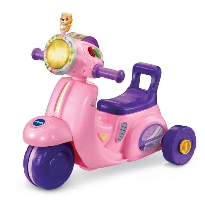 Vtech Porteur Scooter Interactif 3 en 1 Rose, Évolutif en Tricycle, avec GPS et Sons Éducatifs, Jouet d'Éveil pour Enfant