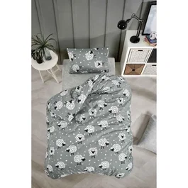 Parure de lit King 240 x 220 cm, housse de couette et 2 taies d'oreiller 60x60 cm, 65% coton 35% polyester, gris