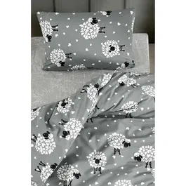 Parure de lit King 240 x 220 cm, housse de couette et 2 taies d'oreiller 60x60 cm, 65% coton 35% polyester, gris