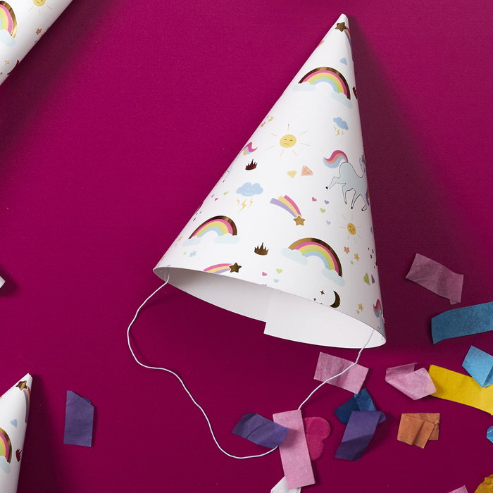 Party Time Lot de 6 chapeaux de fête licorne Party Time Lot de 6 chapeaux de fête licorne