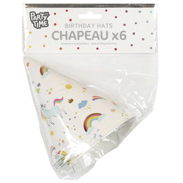 Party Time Lot de 6 chapeaux de fête licorne