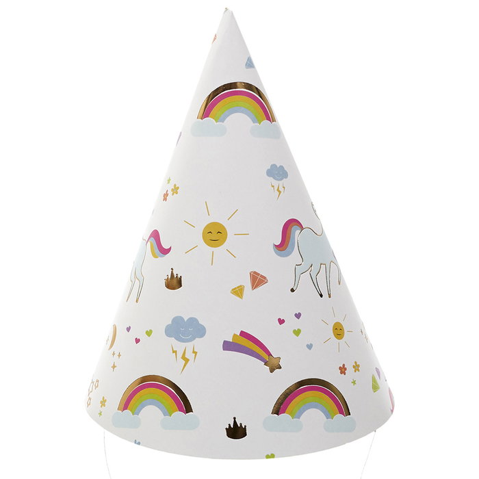 Party Time Lot de 6 chapeaux de fête licorne Party Time Lot de 6 chapeaux de fête licorne