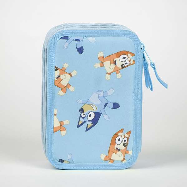Cerdá Plumier Bluey 3 compartiments à fermeture éclair avec 43 pièces, pour enfants à partir de 3 ans