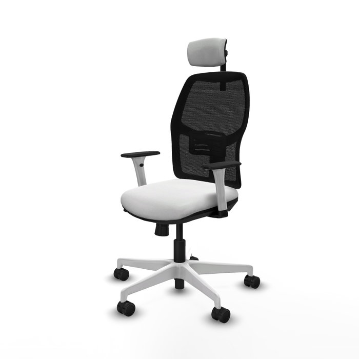 PIQUERAS Y CRESPO Chaise Alfera Synchrone Maille/Tissu Blanc et Noir, Appui-tête 2D