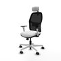 PIQUERAS Y CRESPO Chaise Alfera Synchrone Maille/Tissu Blanc et Noir, Appui-tête 2D