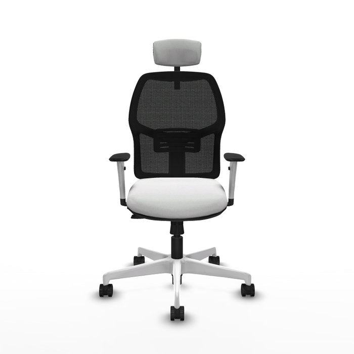 PIQUERAS Y CRESPO Chaise Alfera Synchrone Maille/Tissu Blanc et Noir, Appui-tête 2D
