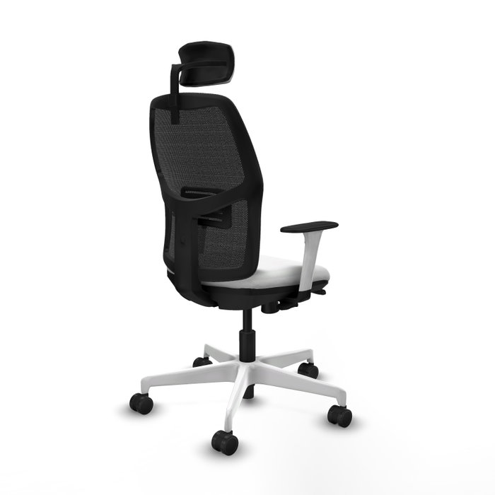 PIQUERAS Y CRESPO Chaise Alfera Synchrone Maille/Tissu Blanc et Noir, Appui-tête 2D