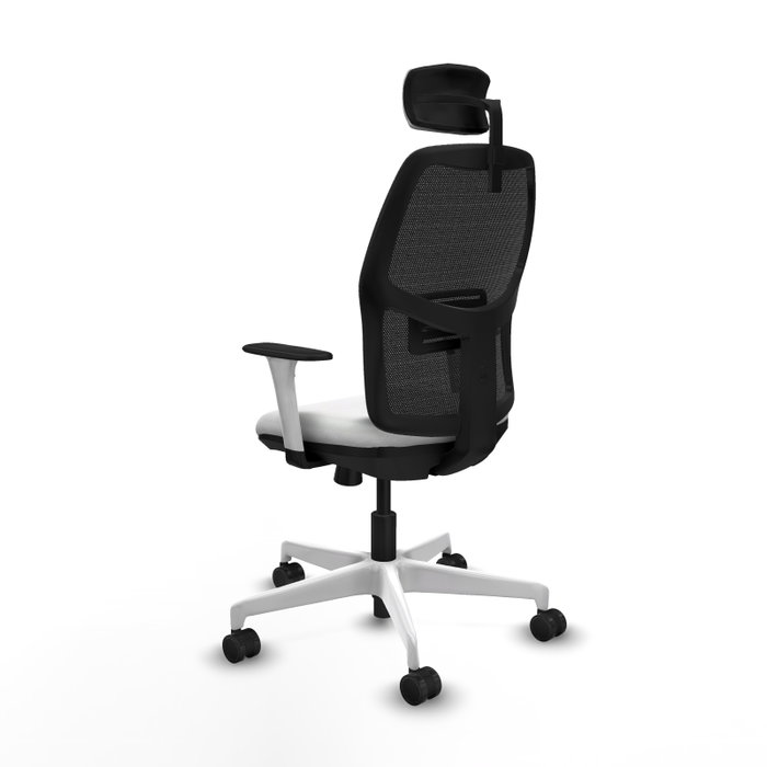 PIQUERAS Y CRESPO Chaise Alfera Synchrone Maille/Tissu Blanc et Noir, Appui-tête 2D