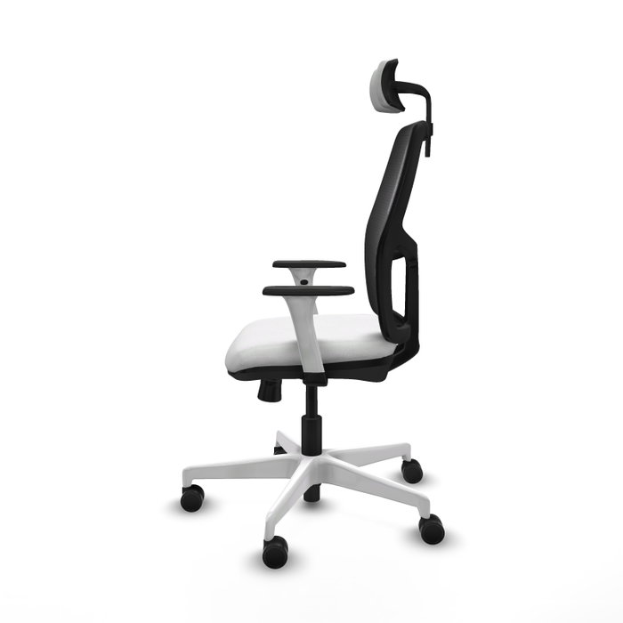 PIQUERAS Y CRESPO Chaise Alfera Synchrone Maille/Tissu Blanc et Noir, Appui-tête 2D