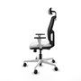 PIQUERAS Y CRESPO Chaise Alfera Synchrone Maille/Tissu Blanc et Noir, Appui-tête 2D