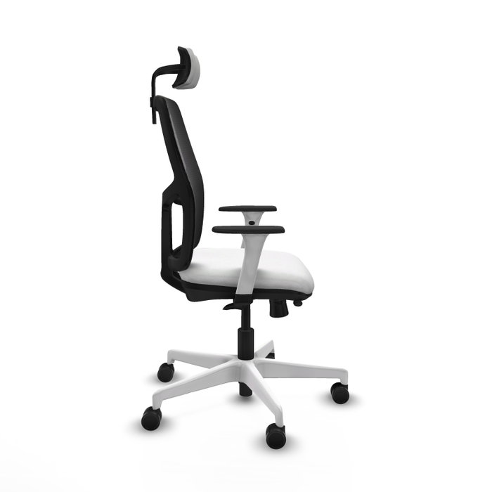 PIQUERAS Y CRESPO Chaise Alfera Synchrone Maille/Tissu Blanc et Noir, Appui-tête 2D