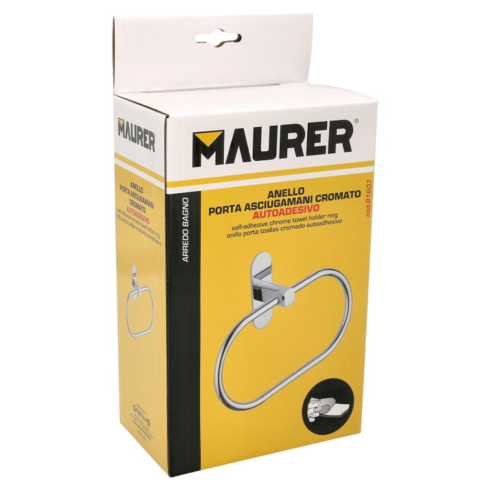 MAURER Porte-serviette à anneau Inox autoadhésif