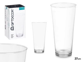 GIFTDECOR Vase en Cristal Transparent Col Conique 37cm