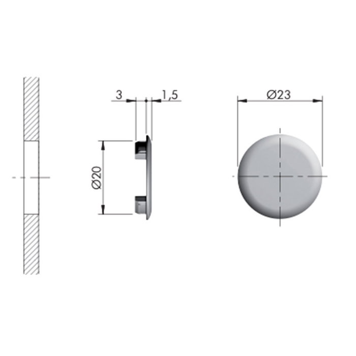 Italiana Ferramenta Tapa Embutir Ag.20Mm Para Colgador Apc Blanco
