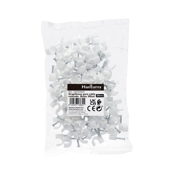 Hantums Sac de 100 attaches pour câble ou tuyau rond 5mm