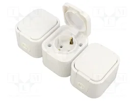 ABEX Socle d'alimentation Schuko blanc 2P+PE 16A 250VAC