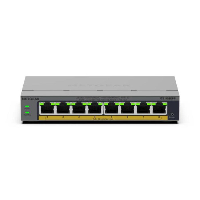 Netgear GS108EPP-100EUS Switch Gigabit Ethernet PoE+ 8 Ports avec Port SFP, Gestionable ProSAFE