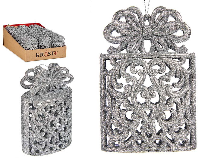 Krist+ Décoration Arbre de Noël Cadeau Argent Plastique Paillettes 7,5x11,5x4 cm (Set de 48) Krist+ Décoration Arbre de Noël Cadeau Argent Plastique Paillettes 7,5x11,5x4 cm (Set de 48)