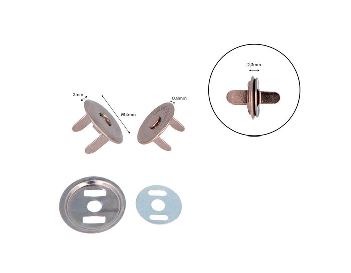 Innspiro Fermoir Magnétique Rond Laiton Argent Vieilli 14 mm